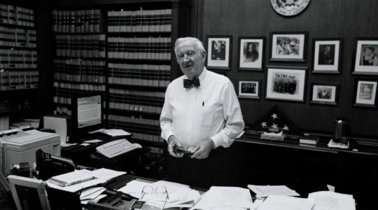 Supreme Court Justice John Paul Stevens poses for a portrait in his chambers at the Supreme Court offices, June 17, 2002. (David Hume Kennerly/Getty Images)