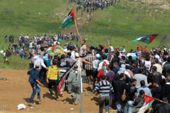 Thousands of Arabs storm Israel's borders from Syria to mark the Nakba -- the anniversary of the "catastrophe" of Israelâ€™s founding. Caught unprepared, Israeli forces hold the crowds back and more than a dozen Arabs.  (Hamad Almakt/Flash90)