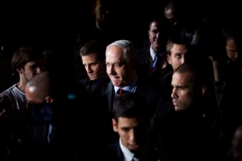 Israeli Prime Minister Benjamin Netanyahu, shwon attending an event at the International Conference Center in Jerusalem on Jan. 7, 2013, must draw voters even as most Israelis expect a victory by his Likud-Beiteinu slate.  (Yonatan Sindel/Flash90)