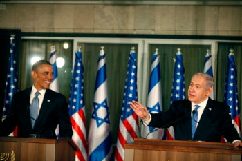 President Obama and Prime Minister Benjamin Netanyahu speaking at a news conference in Jerusalem, March 20, 2013. (Lior Mizrahi/Getty)