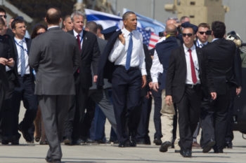 President Obama walking on the Ben Gurion International Airport tarmac, March 20, 2013. (Uriel Sinai/Getty)