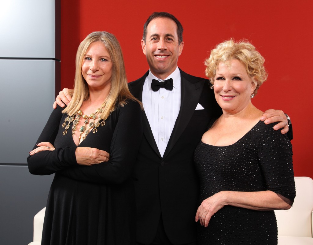 Barbra Streisand, left, Jerry Seinfeld and Bette Midler were among the stars who gathered for a gala celebrating the new National Museum of American Jewish History, Nov. 13, 2010. (Mike Coppola/Getty Images)