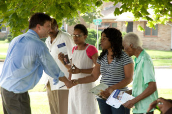 Brad Schneider, a candidate for Congress in Illinois' 10th District, greeting voters at the North Chicago Community Days Parade, Aug. 6, 2011.  (Courtesy Schneider for Congress)