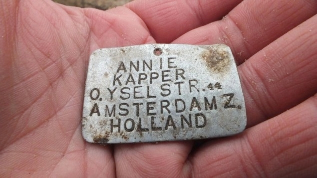 A metal plate bearing the name of 13-year-old Annie Kapper from Amsterdam was found at the Sobibor death camp in eastern Poland. 