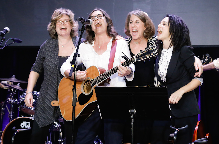 Left to right, Beth Schafer, Julie Silver, Peri Smilow and Michelle Citrin singing "If I Had a Hammer" at the Union for Reform Judaism biennial conference in Orlando, Fla., Nov. 6, 2015.