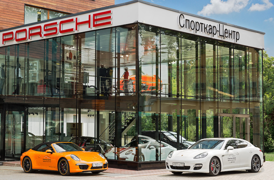 A Porsche car dealership in Zhukovka. (Courtesy of The Federation of Jewish Communities of Russia)