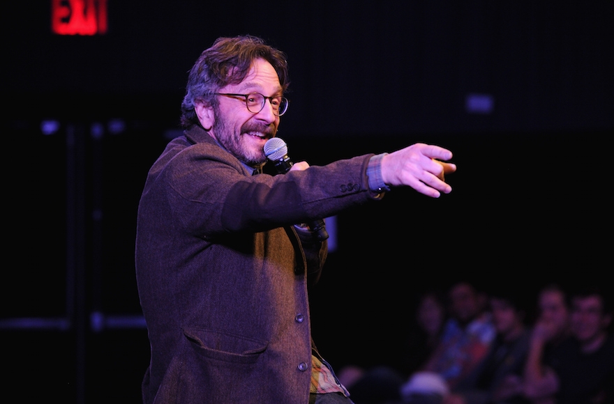 Marc Maron speaking at The New Yorker Comedy Playlist at the MasterCard stage at SVA Theatre during The New Yorker Festival in New York City, Oct. 11, 2014.