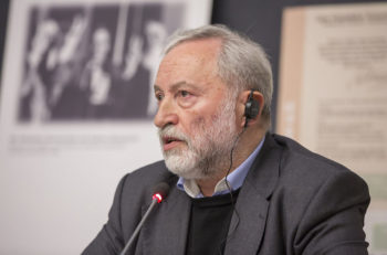 Josef Zissels attending a conference on minorities in Ukraine at the University of Cologne in 2014. (Courtesy of Vaad)
