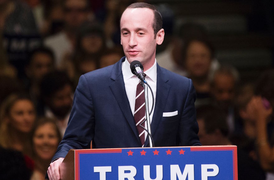 Stephen Miller speaking at a Donald Trump campaign rally, in Anaheim, California, May 25, 2016. (Robyn Beck/AFP/Getty Images)