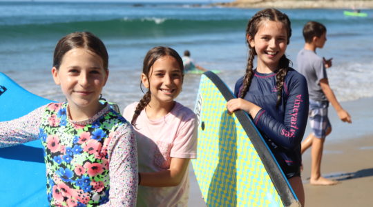 Rising sixth graders at Camp Ramah in California on the beach during an overnight trip. The camp has said "we cannot open camp in mid-June or run our summer sessions as scheduled." (Courtesy of Ramah in California)