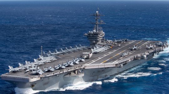 The aircraft carrier USS Theodore Roosevelt transits the Pacific Ocean Jan. 25, 2020. (U.S. Navy photo by Mass Communication Specialist Seaman Kaylianna Genier)