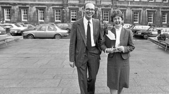 Late minister Mervyn Taylor and lawmaker Nuala Fennell stand in front of praliament in Dublin, Ireland on Nov. 4, 1982. (Independent News And Media/Getty Images)