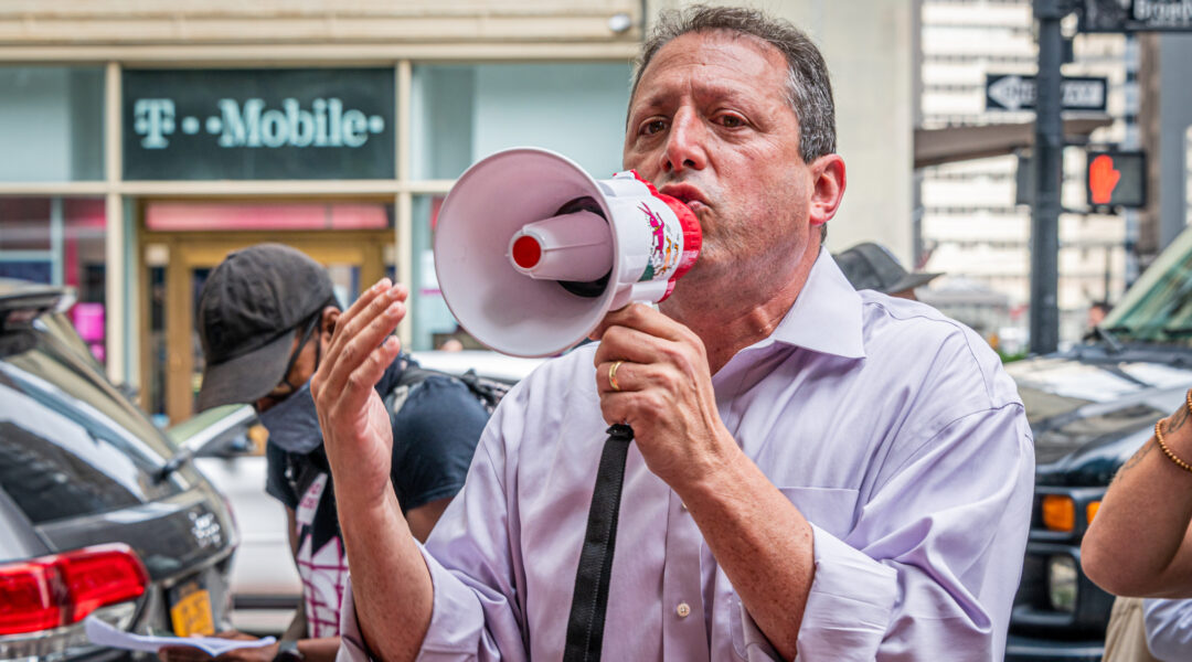 brad lander with megaphone