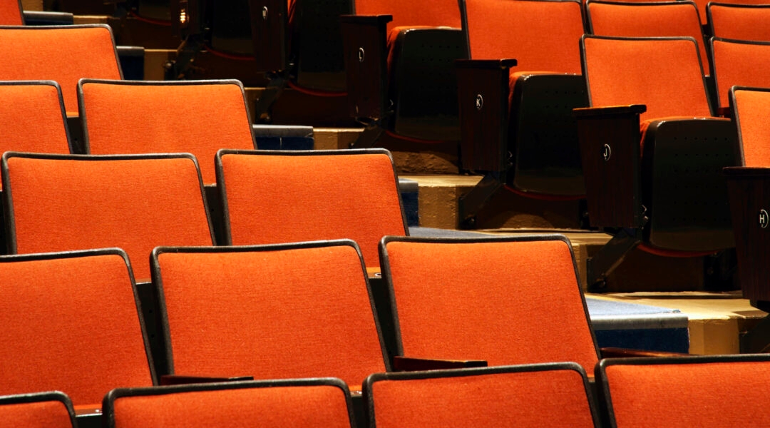 Empty chairs in a movie theater