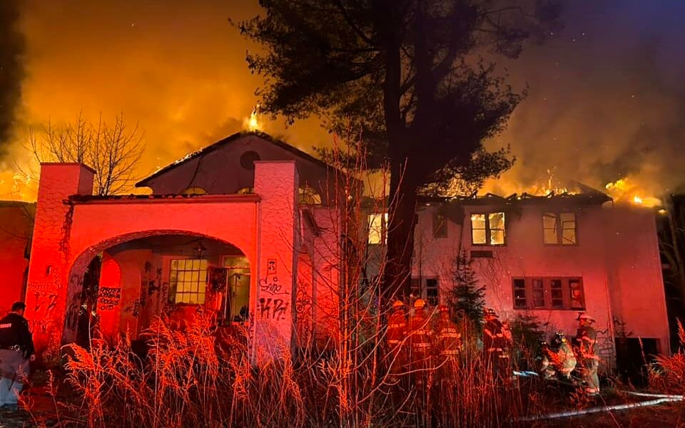 First responders tackle a fire at the Nevele Grand Hotel, near the Catskills town of Ellenville, March 19, 2024. (Courtesy/Eric Helgesen)