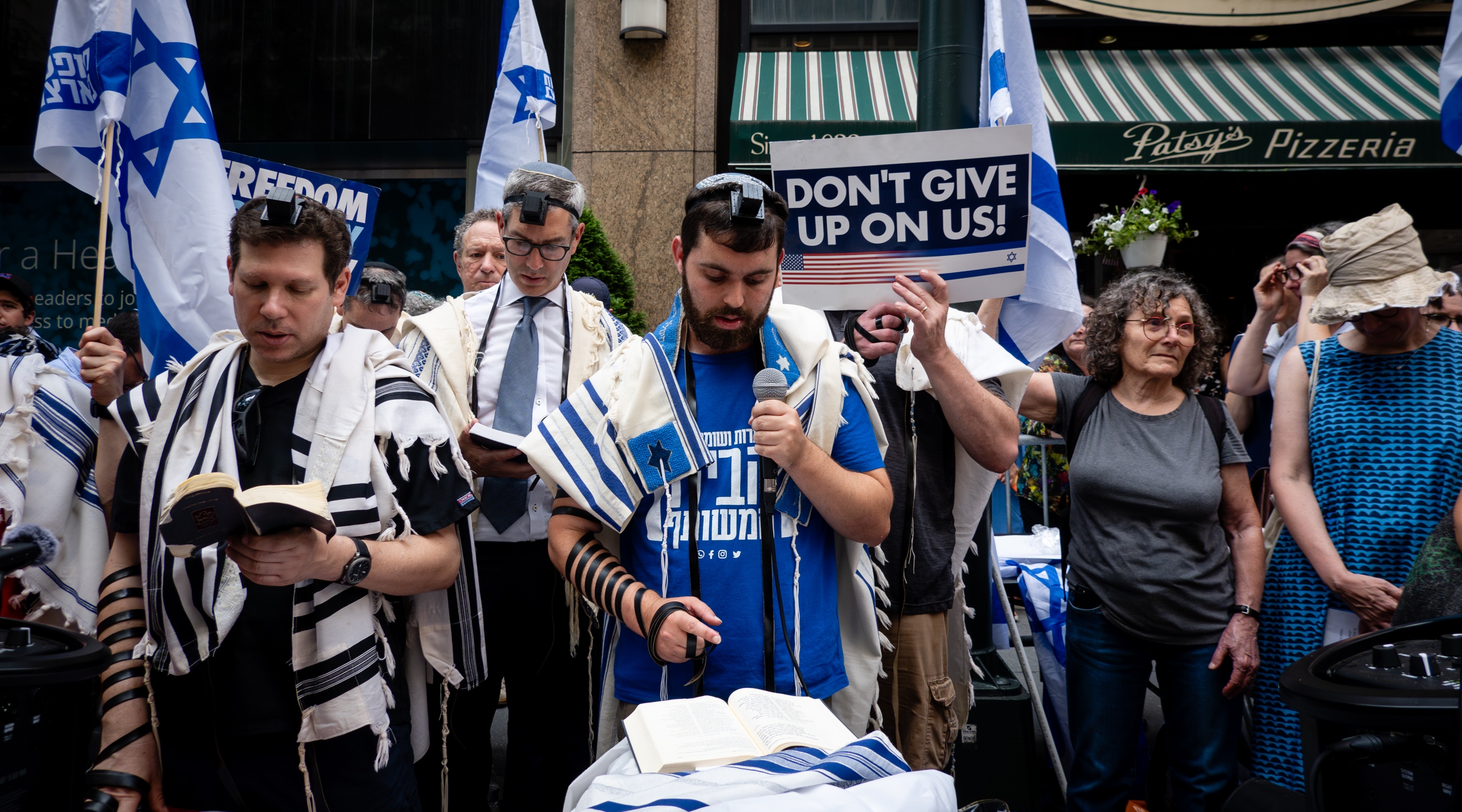 A Tisha-B'av protest outside the Israeli consulate in Manhattan, July 26, 2023. (Luke Tress)