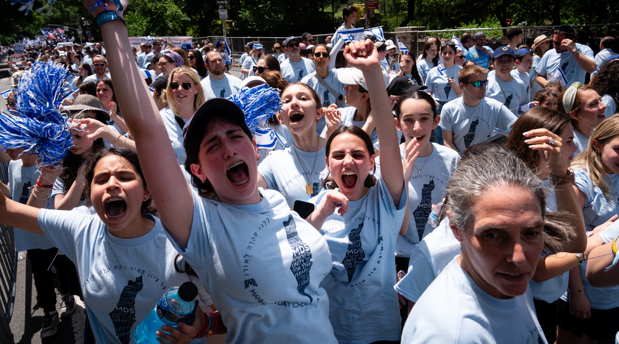 Jewish school students at the Israel parade in New York City, June 2, 2024. (Luke Tress)
