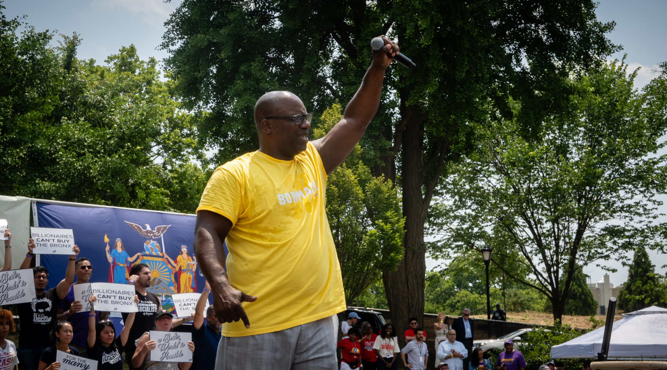 Jamaal Bowman at Bronx campaign rally: AIPAC is 'destroying our ...