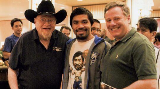 Jerry Izenberg, Manny Pacquiao and Fred Sternburg