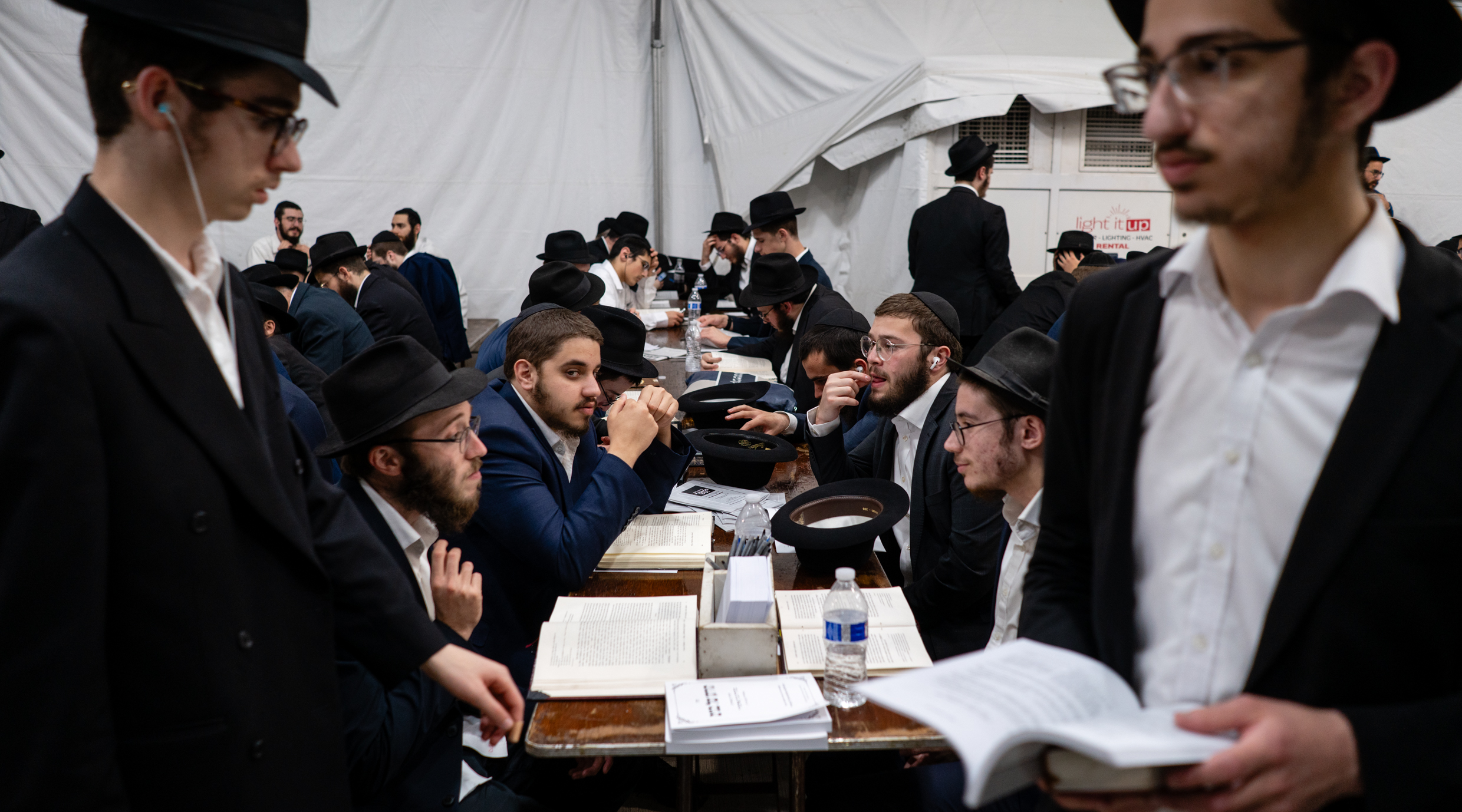 Preparing to visit the resting place of Rabbi Menachem Mendel Schneerson, the Lubavitcher rebbe, on the 30th anniversary of his passing, in Queens, July 8, 2024. (Luke Tress)