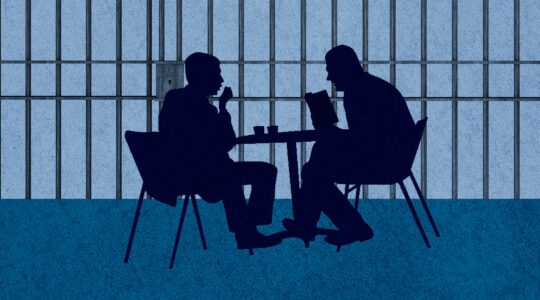 Illustration of two men studying texts in prison