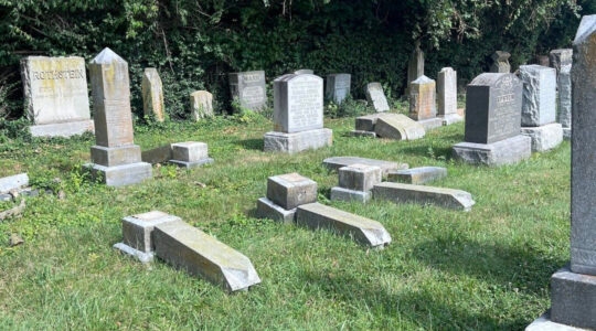 Headstones knocked over at a cemetery