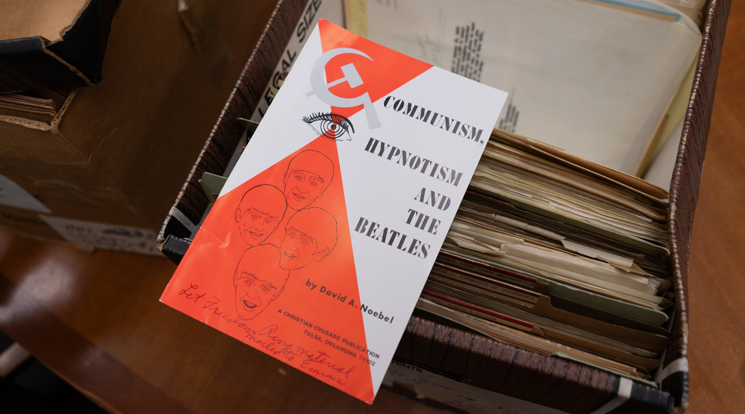 A booklet warning against the communist influence of the Beatles from the ADL archives. (Luke Tress)