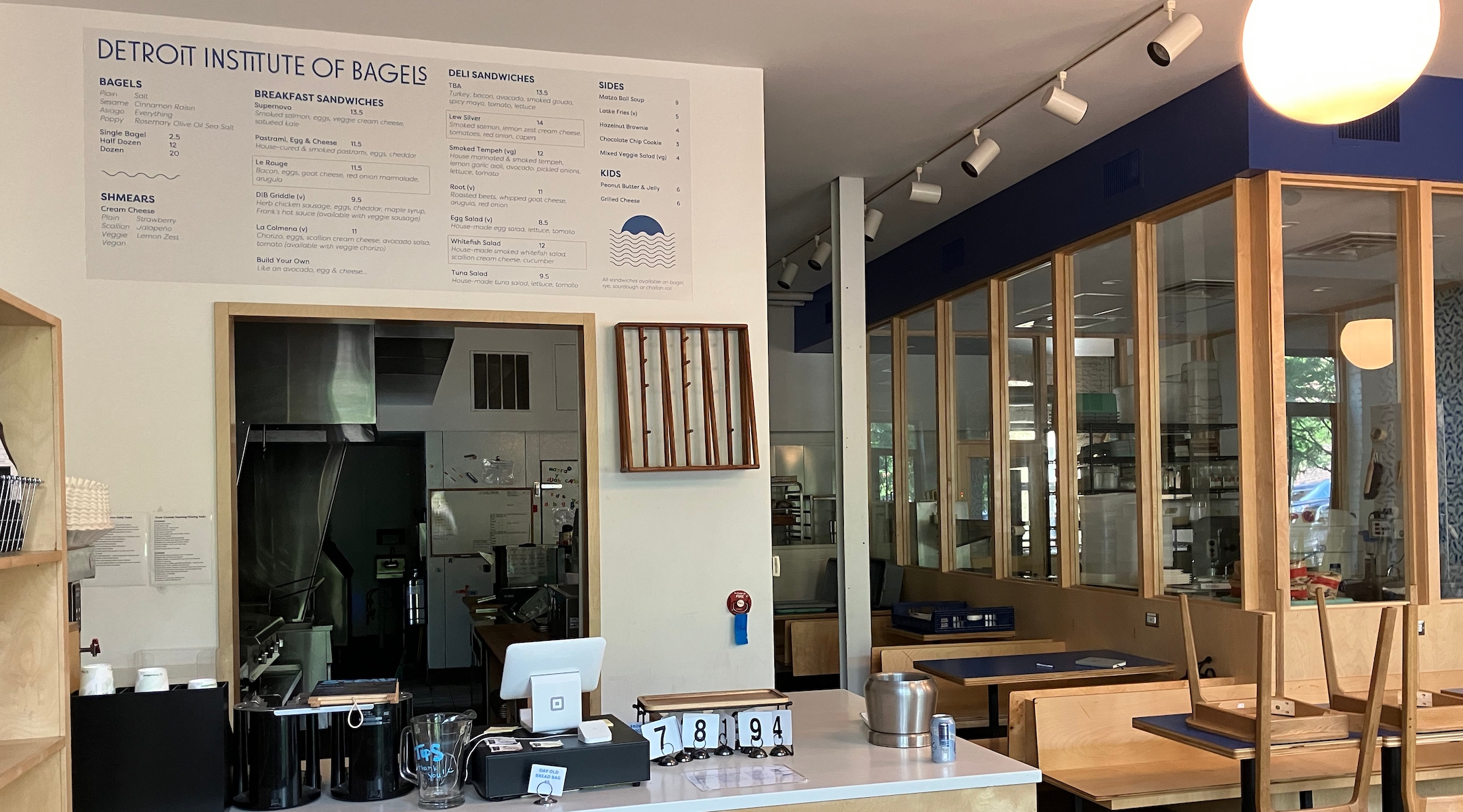 An empty bagel shop cafe