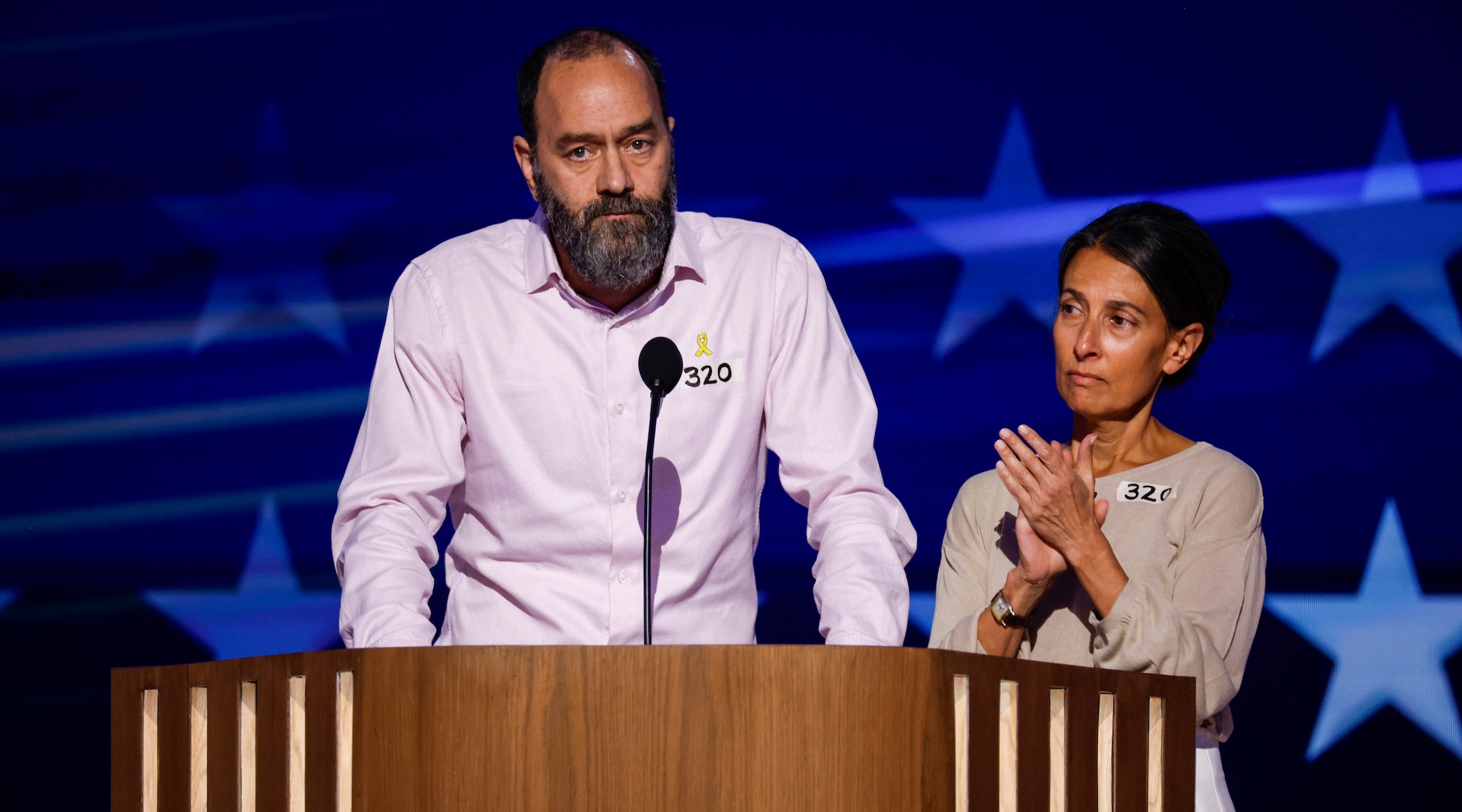 Crowd chants “Bring her home” as parents of Israeli hostage Hersh Goldberg-Polin speak at DNC