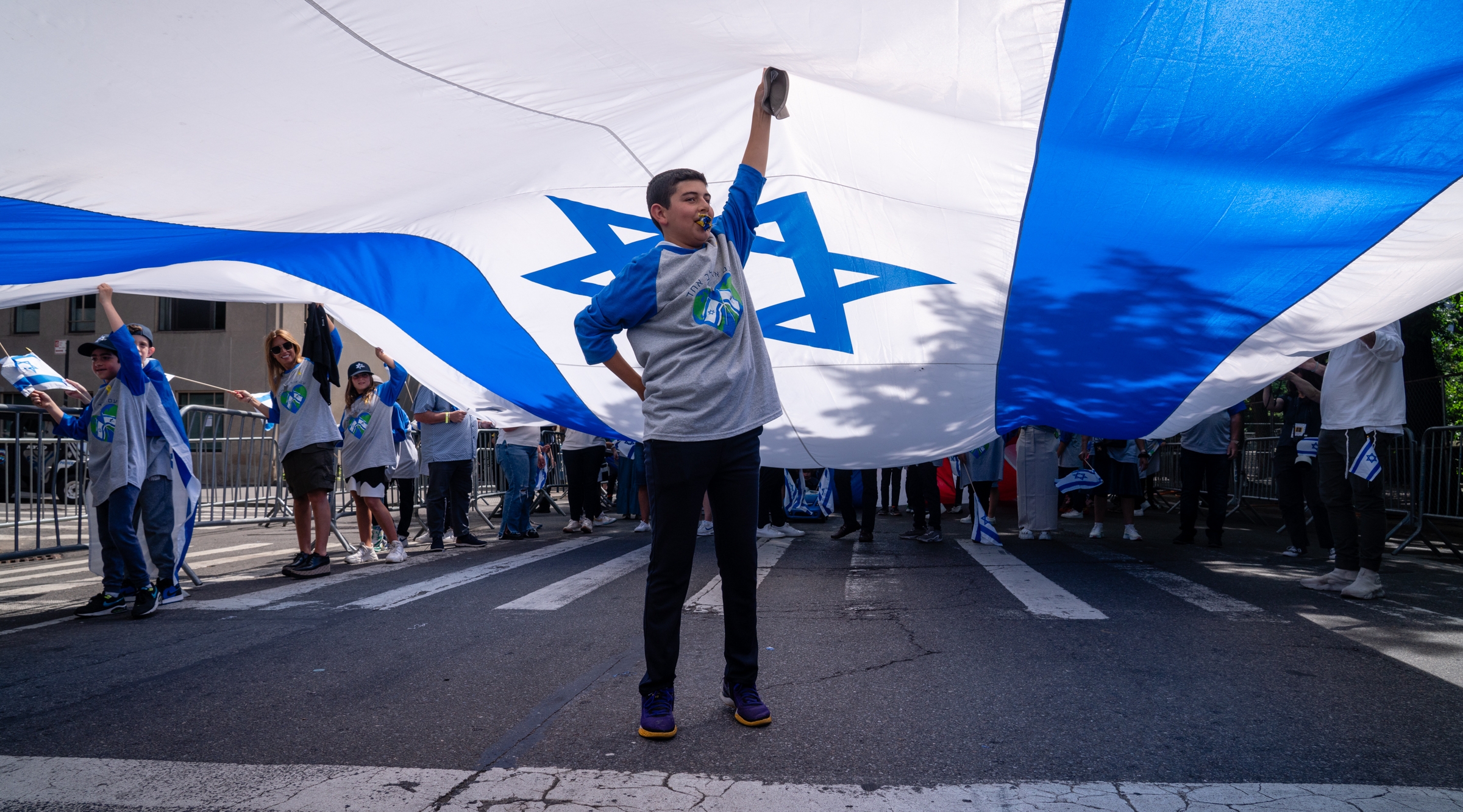 The annual Israel parade marked a major show of support for Israel and the hostages, with families of the captives leading the parade through midtown Manhattan, June 2, 2024. (Luke Tress)