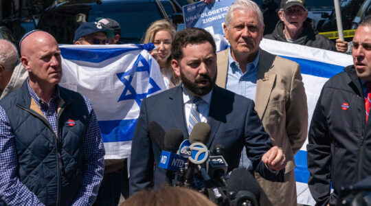 Rep. Mike Lawler, a New York Republican speaks during a press conference outside of Columbia University on April 22, 2024 in New York City. (David Dee Delgado/Getty Images)