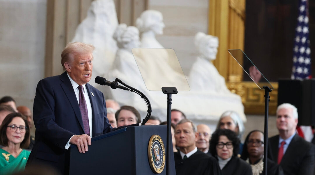 U.S. President Donald Trump speaks during inauguration ceremonies in the Rotunda of the U.S. Capitol on January 20, 2025 in Washington, DC. (Kevin Dietsch/Getty Images)