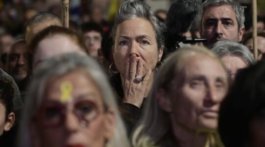 A rally marking 500 days since the Oct. 7 attack, held at Hostage Square in Tel Aviv on Feb. 17, 2025. (Tomer Neuberg/Flash90)