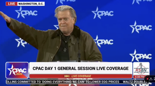 Steve Bannon made a gesture at CPAC that was accused of being a Nazi salute in February 2025. (Screenshot)